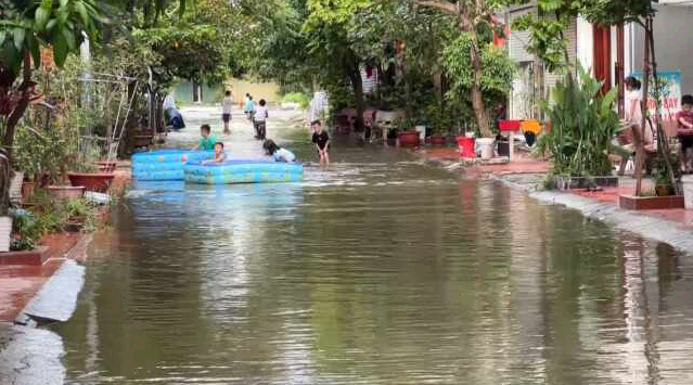 Thành phố Hải Dương vẫn còn một số điểm ngập lụt