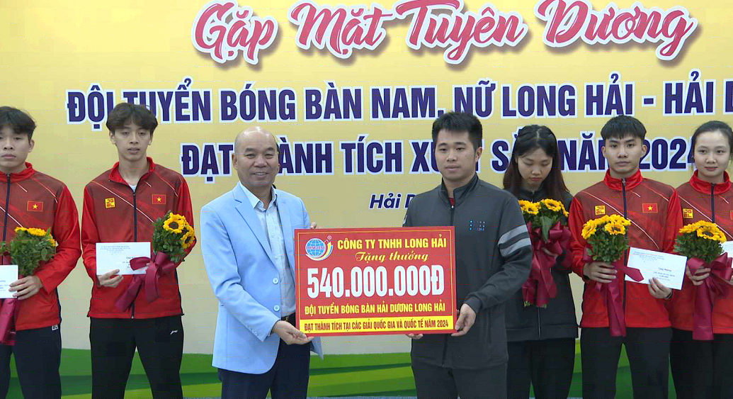 GẶP MẶT TUYÊN DƯƠNG ĐỘI TUYỂN BÓNG BÀN LONG HẢI - HẢI DƯƠNG ĐẠT THÀNH TÍCH XUẤT SẮC